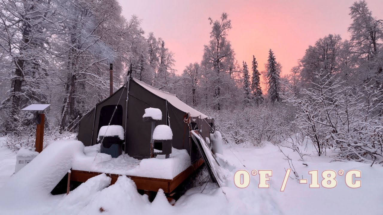 Heavy Snow & Installing a Wood Stove In Tiny Cabin〈EP15〉Alone Off Grid