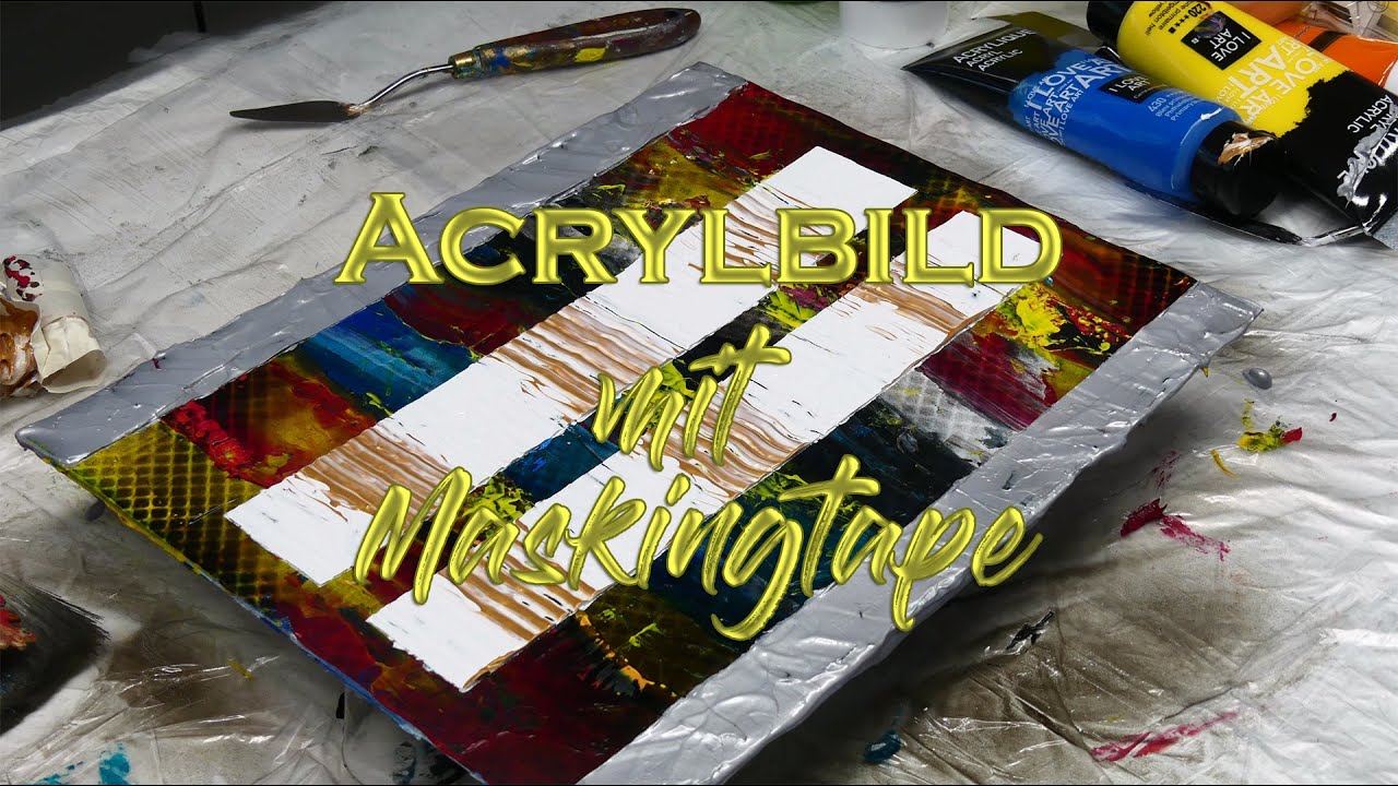 Acrylbild malen mit Maskingtapeband und Spachtel  #75