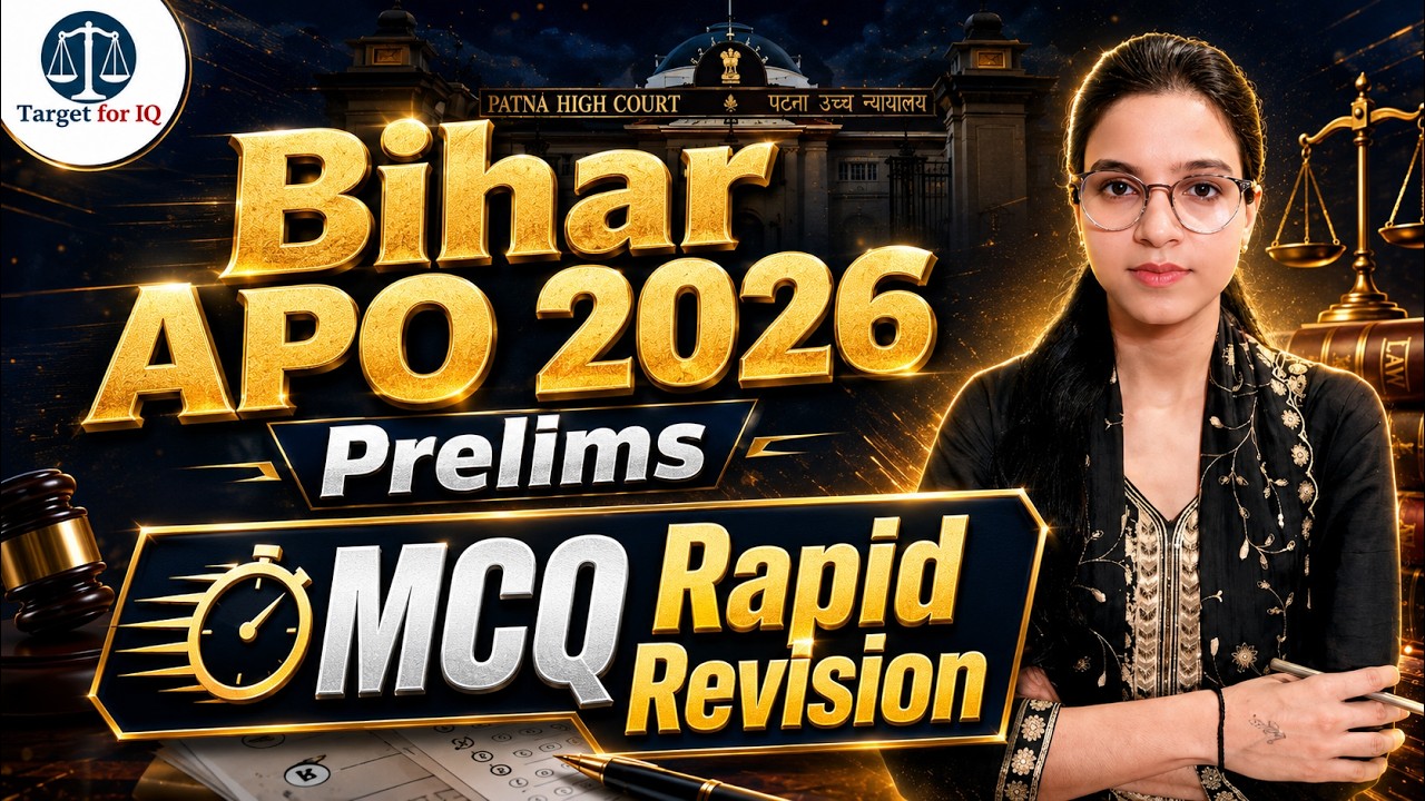 Bihar APO 2026 Prelims | MCQ Rapid Revision | Full Mock -01 |  Important Questions Target for IQ