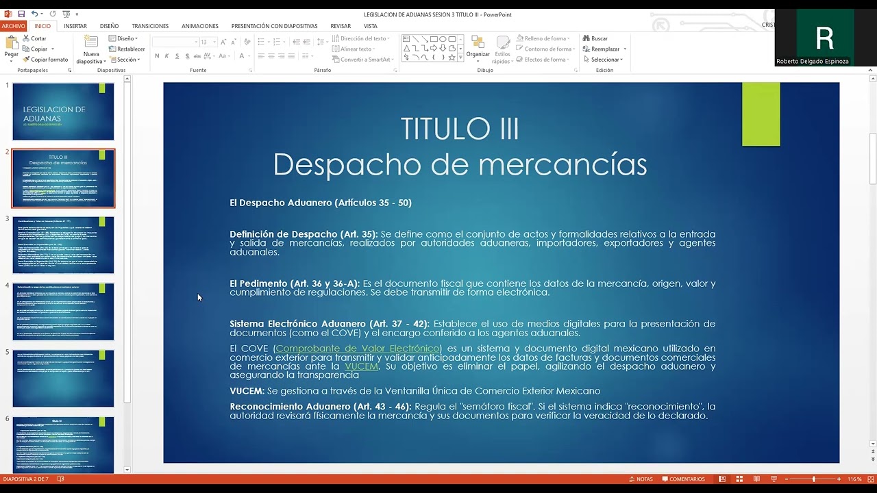 SESION SINCRONA LEGISLACIN ADUANAL TITULO III y IV