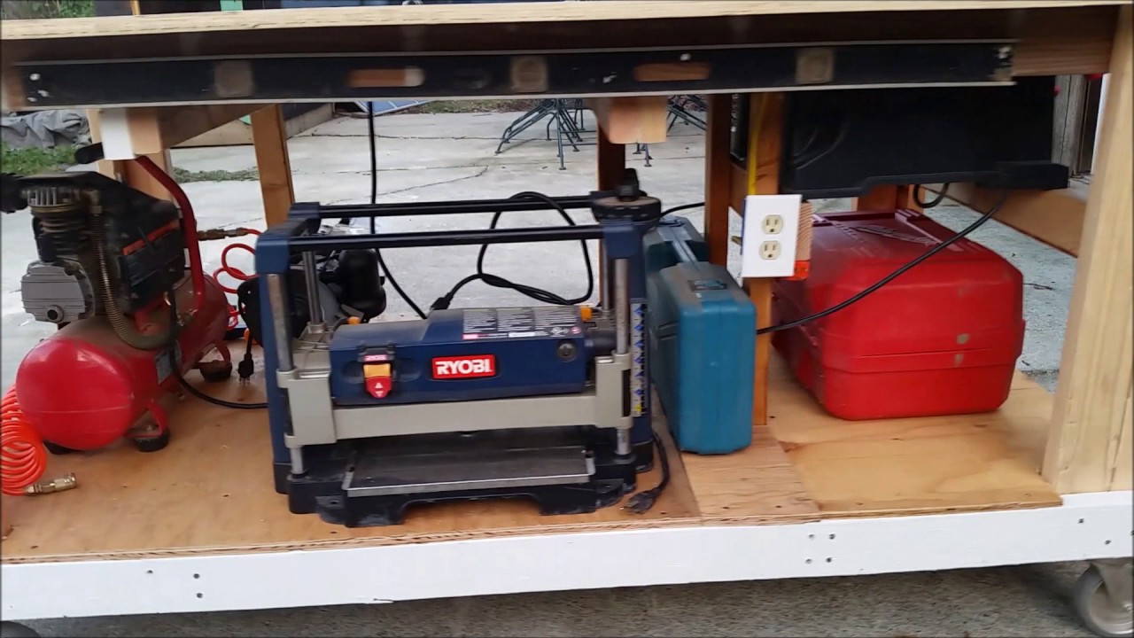 Mobile all-in-one work bench - built in table & miter saw