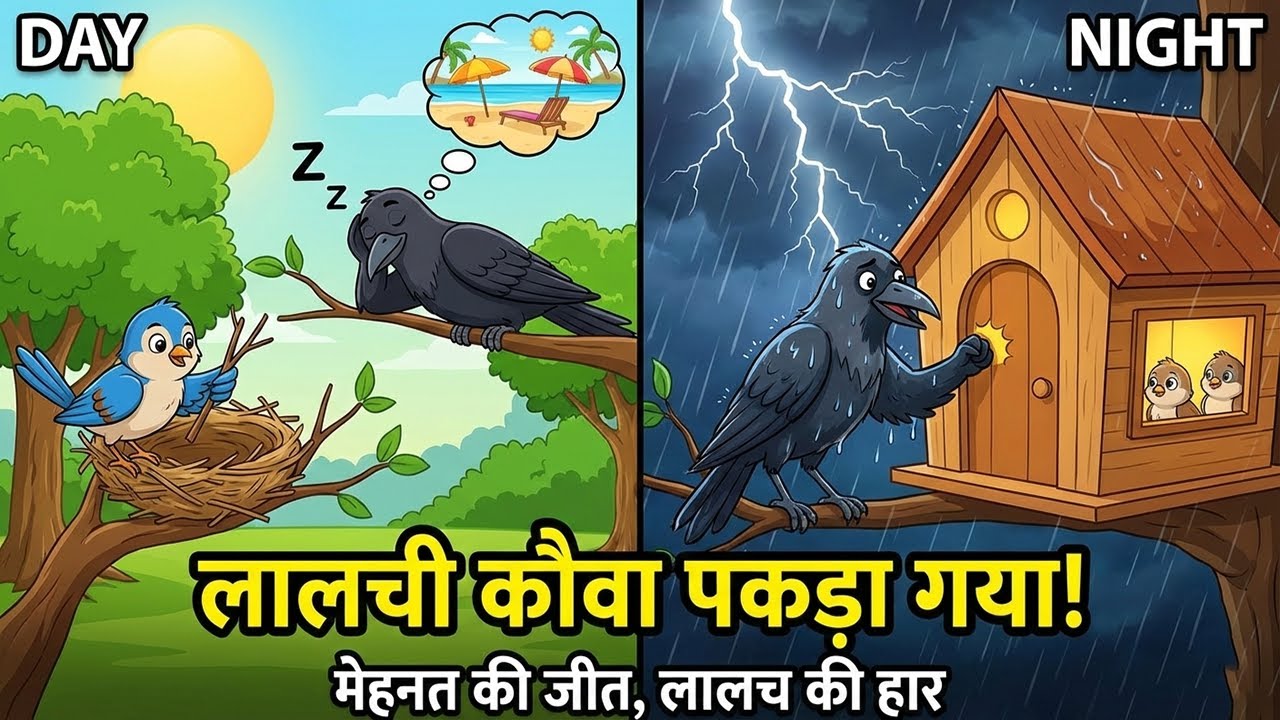 लालची कौवा पकड़ा गया! | Naina Chidiya aur Kalu Kauwa ki Kahani | Hindi Kahaniya