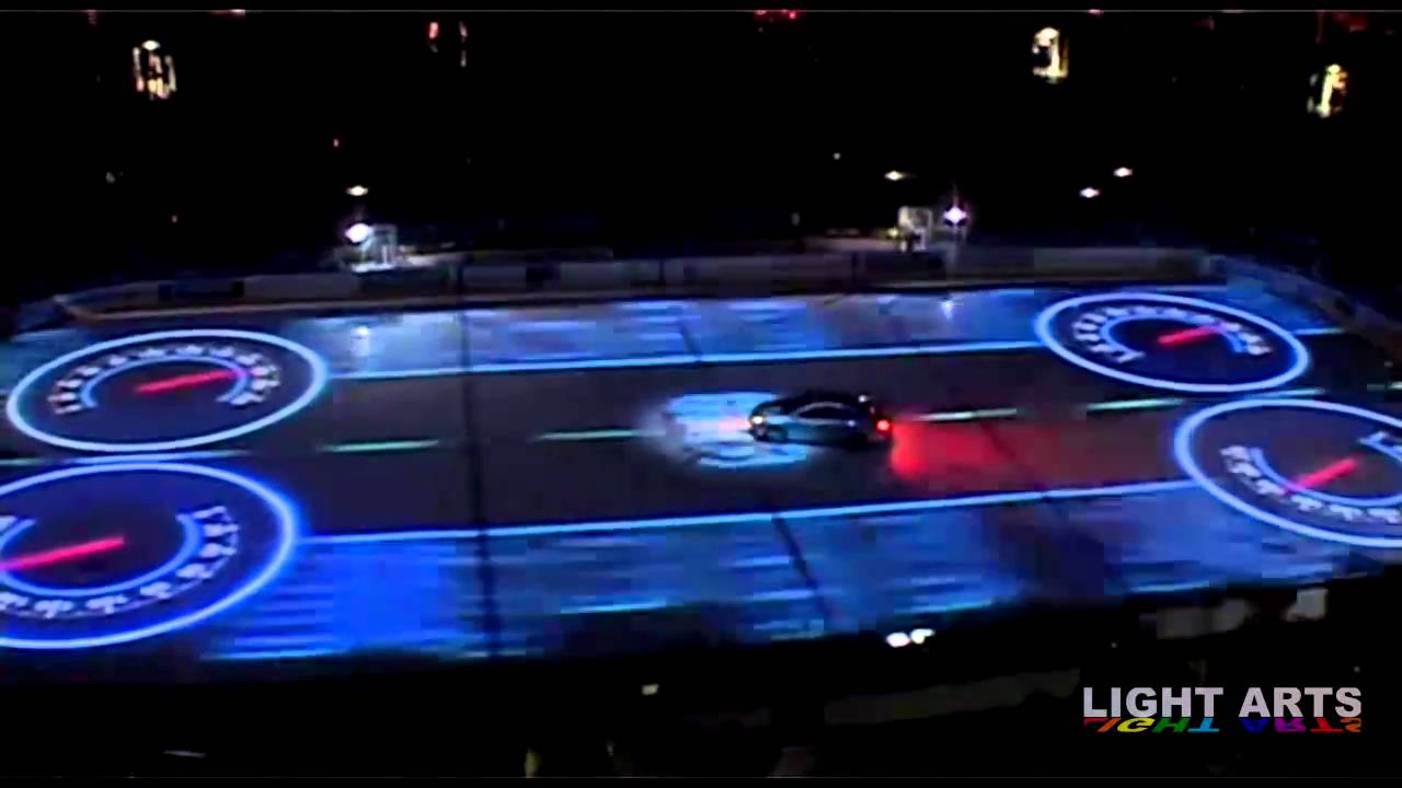 Interactive hockey video projection on ice show 05.02.2011