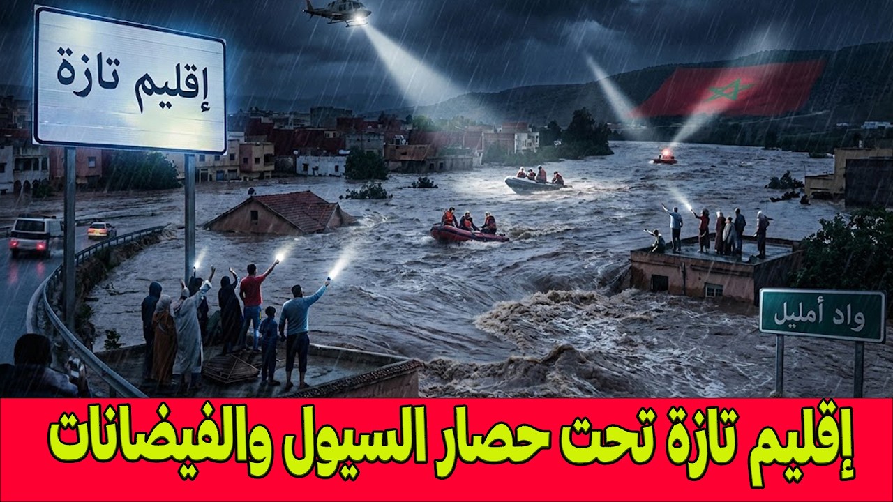 🔴تازة تحت حصار السيول.. ليلة عصيبة من الأمطار الطوفانية والفيضانات.. واد أمليل تحت رحمة واد أغروز
