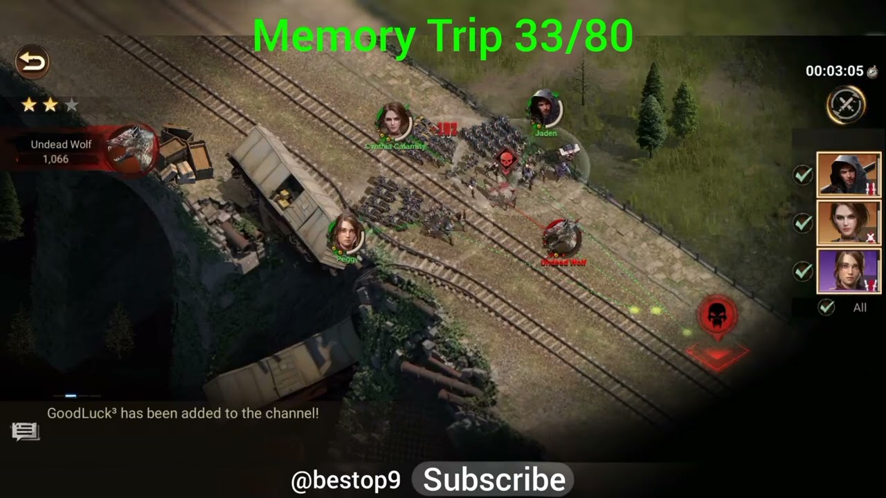 Memory Trip 33/80 doomsday last survivors how to complete. 1 to 80 available or coming in chanel