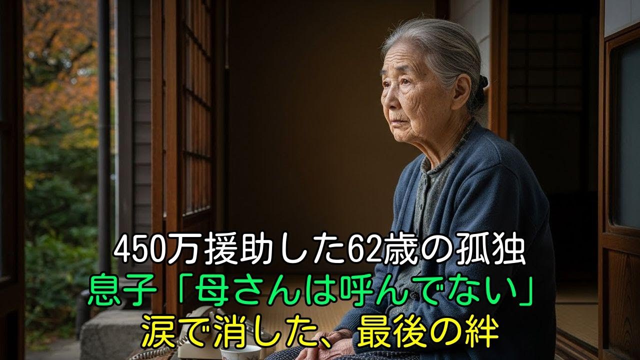 【涙腺崩壊】450万援助した60代の私を捨てた息子「母さんは呼んでない」…義母を優先する彼らに、静かに予約を消した私が独りで見つけた「本当の幸せ」