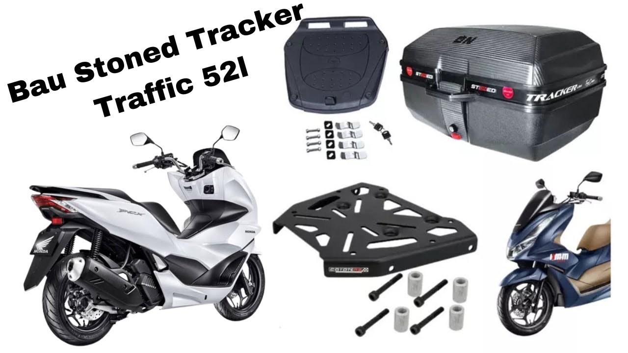 Bagageiro Pcx 150 Pcx 160 + Bau Stoned Tracker Traffic 52L