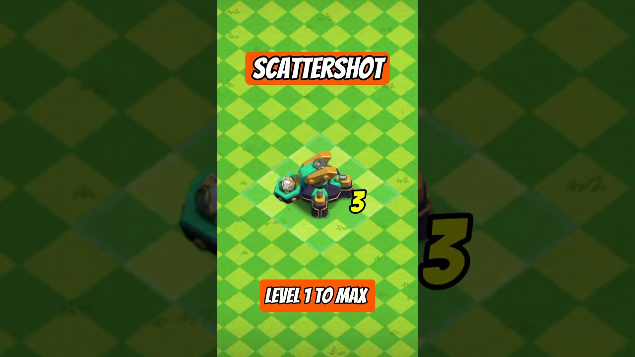 Scattershot Level 1 to MAX in Clash of Clans! 🎯🏰 #clashofclans #coc #scattershot  #defense #levelup