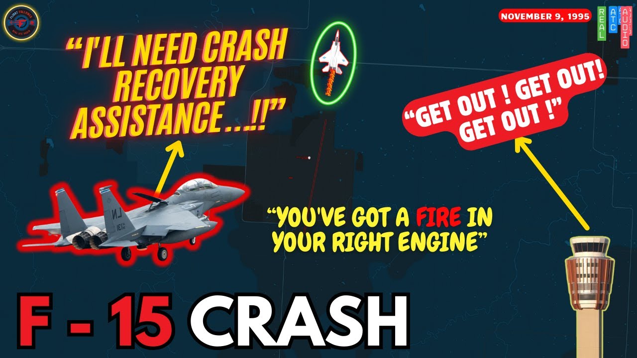 F-15 Engine Fire Leads to High-Speed Landing, Runway Overshoot, and Ejection! #atc