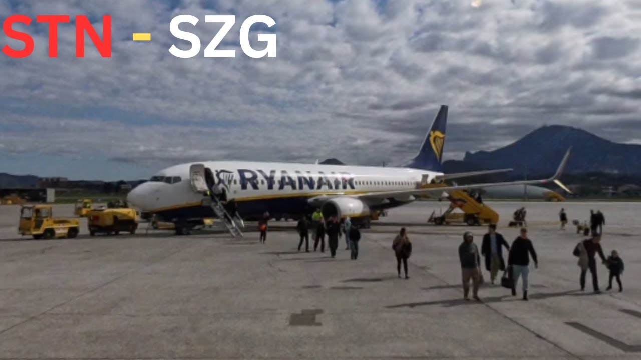 London Stansted to Salzburg | FULL FLIGHT | Ryanair 737 | Hard Landing