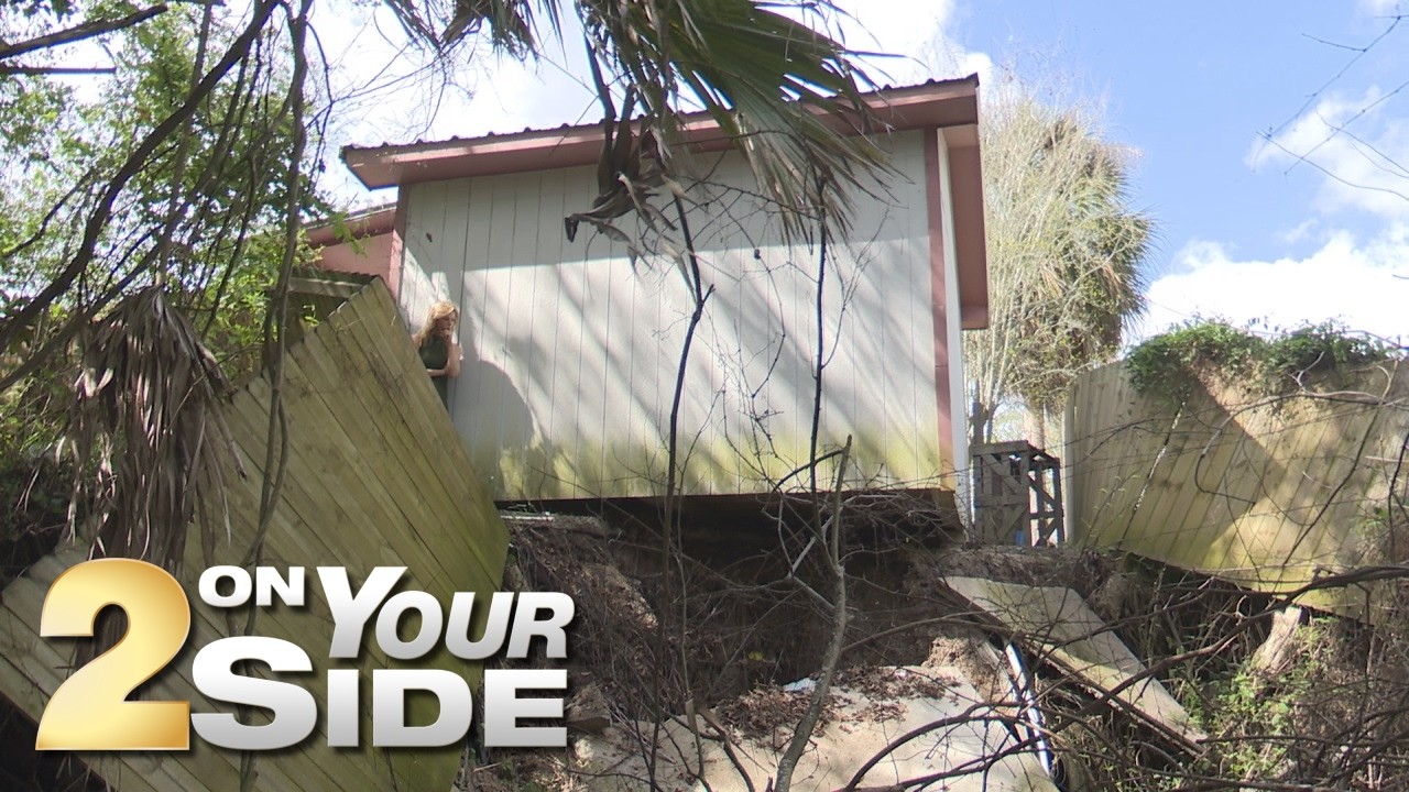 2 ON YOUR SIDE: Homeowner's shed teeters over eroded canal as old, broken pipe threatens property