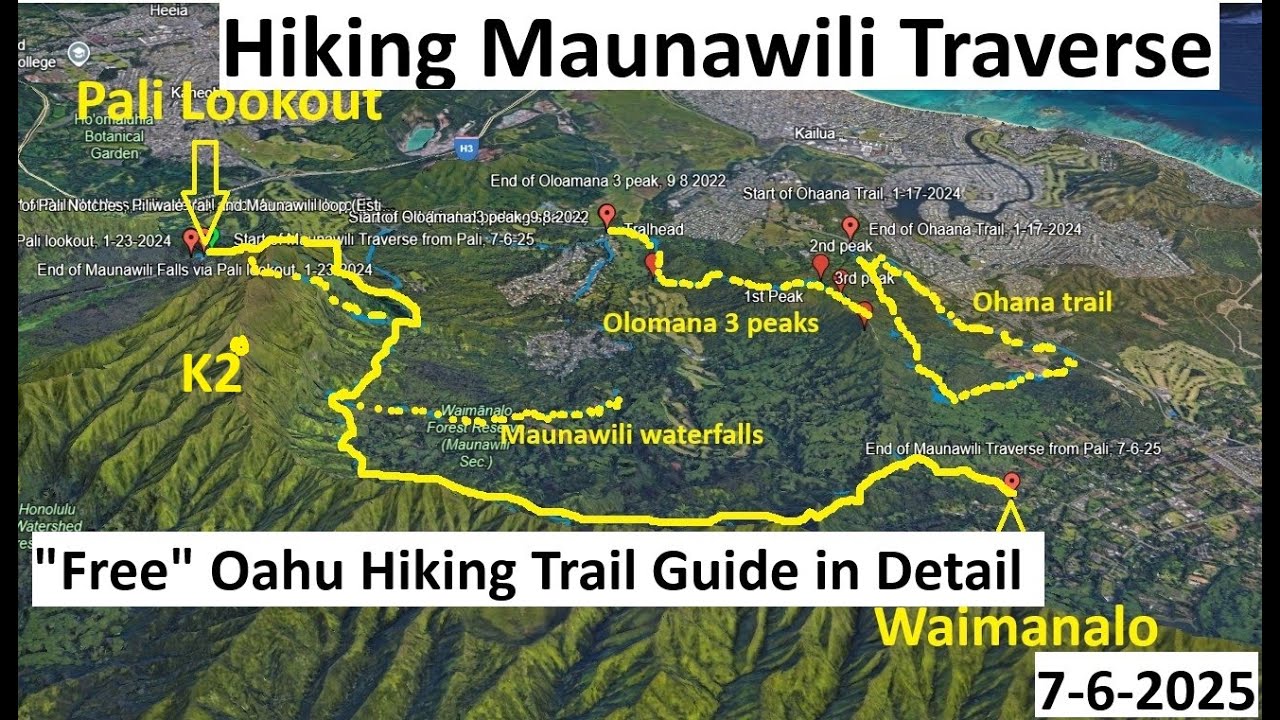 Hiking Maunawili Traverse from Pali lookout, 7-6-2025