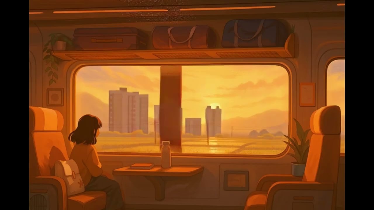 Seoul to Busan 3 Hour Train Ride – Cozy Animated Window POV (Rain, Sunset, Night Ambience)