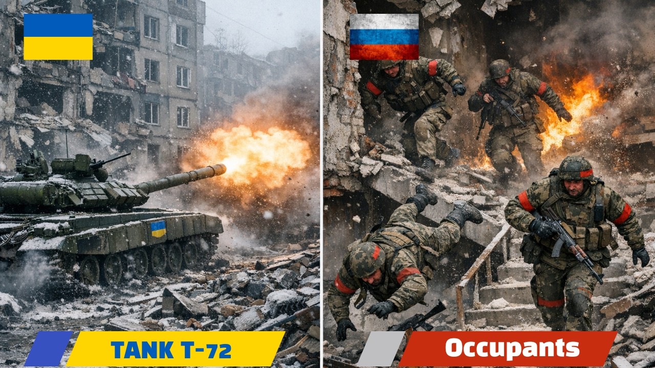 T-72 Tank in Urban Combat | Ukrainian Armor Destroys Russian Positions in Chasiv Yar