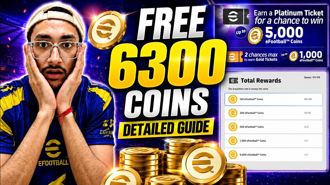 FREE 6300 eFootball COINS?😱 TRUTH ABOUT 5000 COINS PLATINUM TICKET⚡