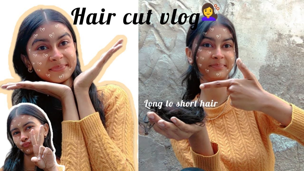 My first hair cut vlog at home 🏠🥀 long to short 😊 and my sister reaction🥰 . #haircut . 