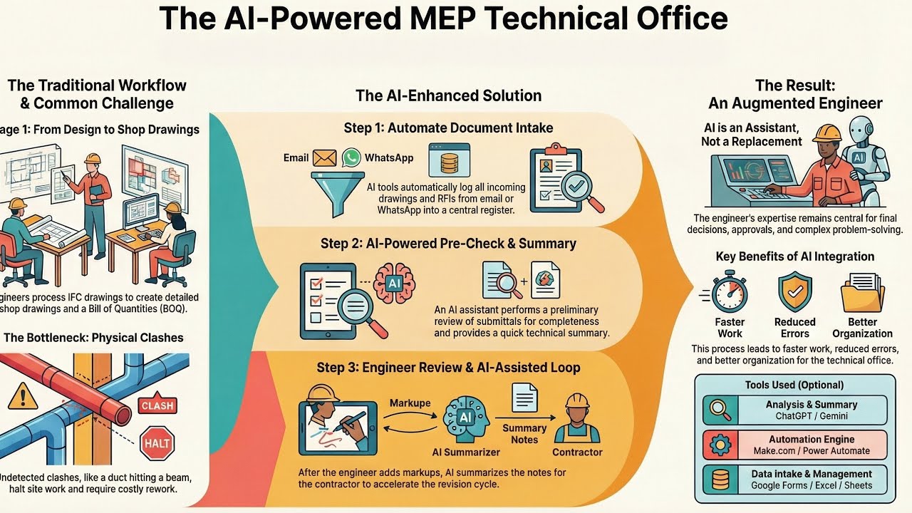 AI-Powered MEP Workflow Explained | IFC → DOC → WA → AI → REV → BOQ → O&M)