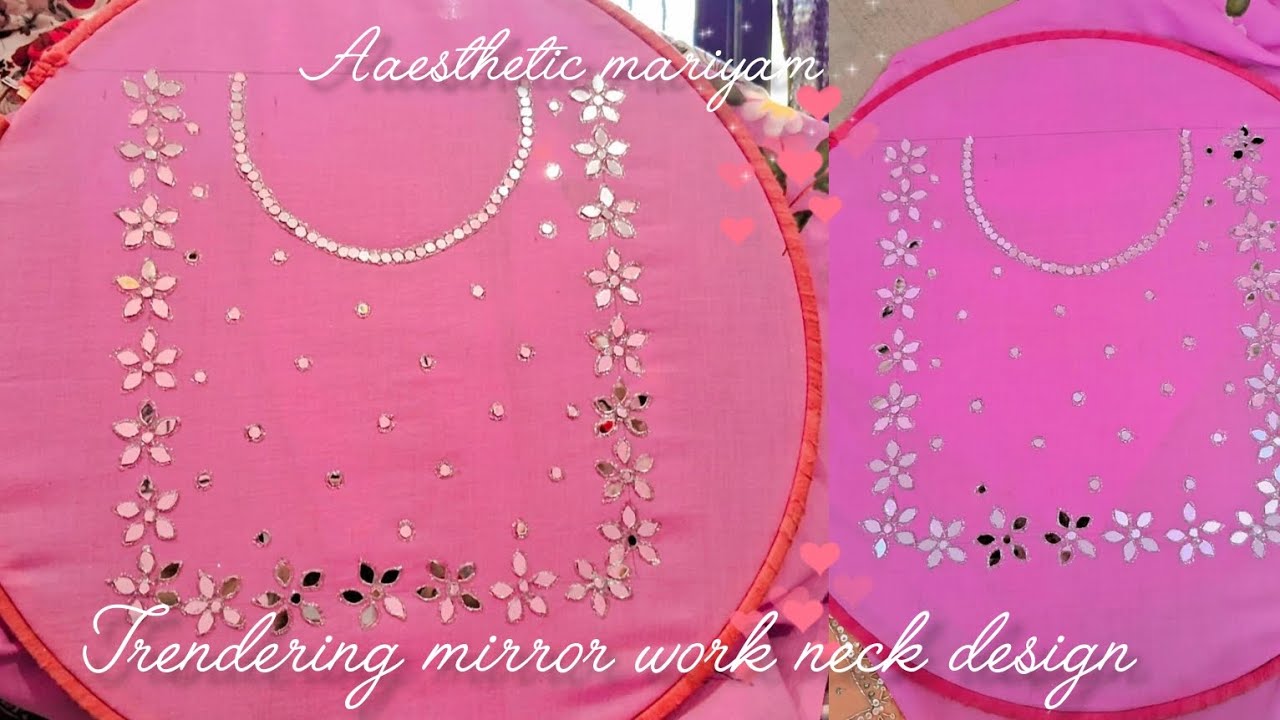 Trending mirror work neck design 💖 mirror work designs ✨️ mirror work ideas  💫||#viral mirror work 