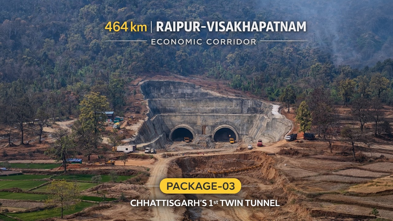 Raipur–Visakhapatnam Expressway Package-03 Update | 2.8 Km Twin Tunnel & Tiger Corridor