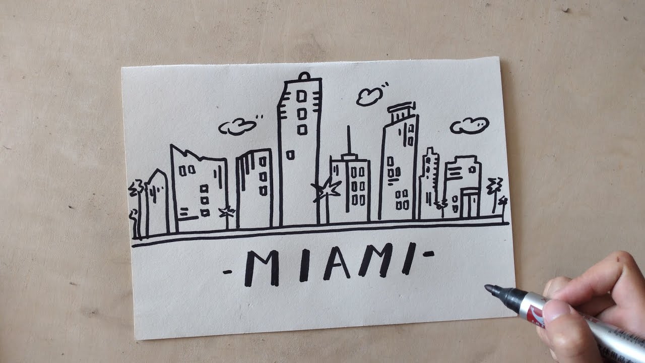 cómo dibujar edificios de la ciudad de miami/how to draw miami city buildings