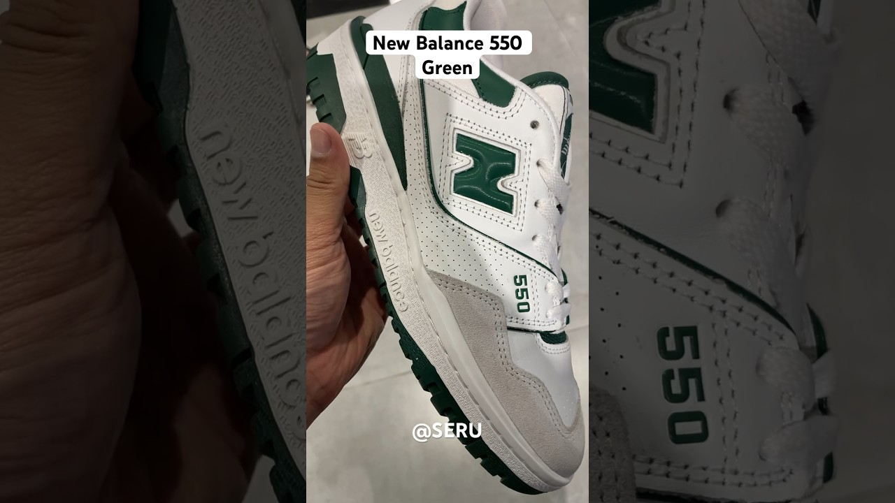 New Balance 550 Green / White Team Forest Green on hand 