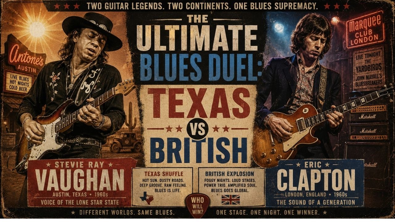 TEXAS vs BRITISH BLUES The Duel of Legendary Guitars (Stevie Ray Vaughan & Eric Clapton)