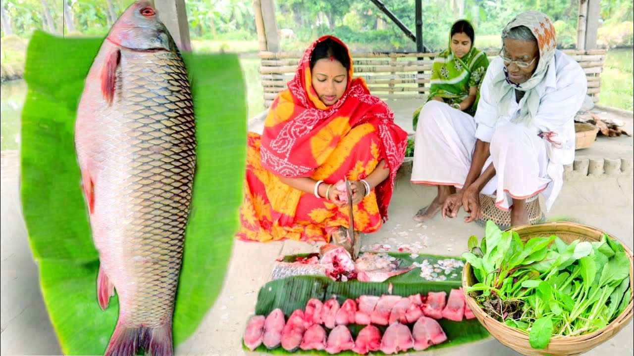 এই প্রথমবার 4kg ওজনের মিরিকমাছ কেটে আলু দিয়ে মাছের ঝাল রান্না করলাম সাথে মুলোশাক পালংশাক ভাজা