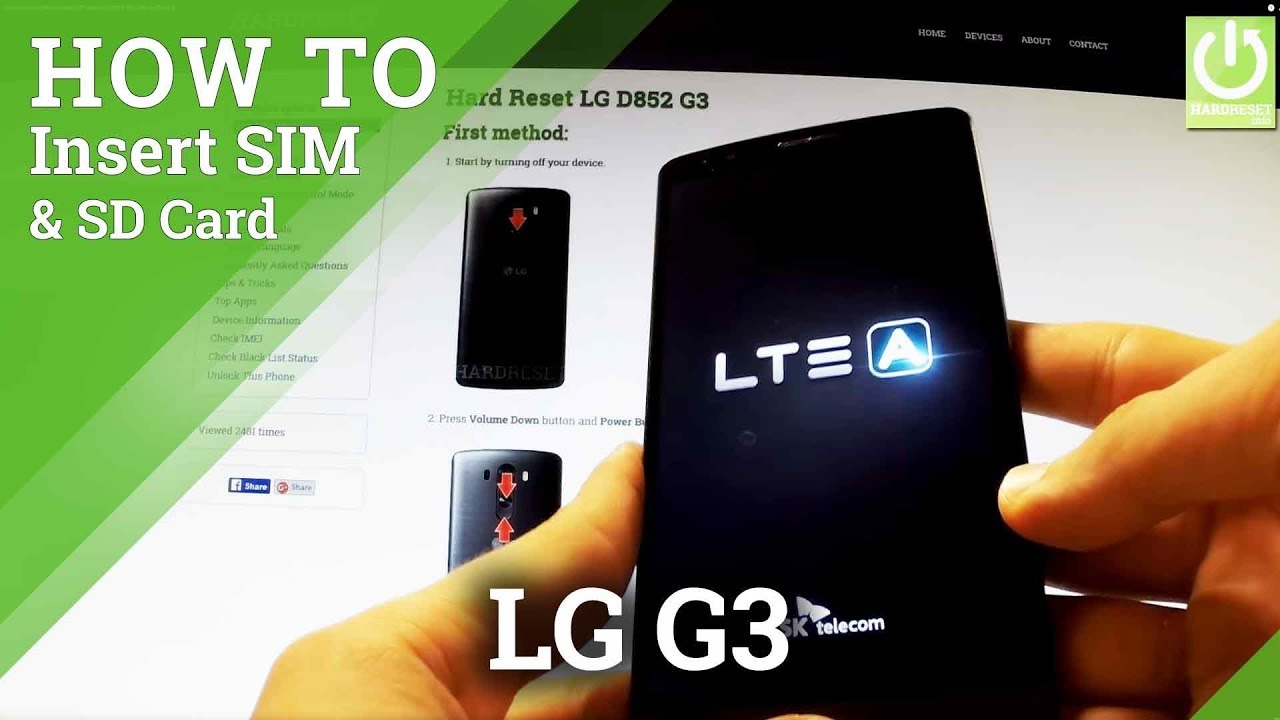 Как вставить SIM-карту и карту Micro SD в LG D852 G3 - SIM и SD в LG