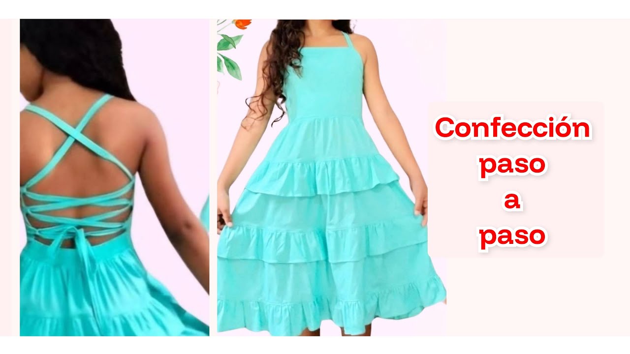 Vestido de tirantes con 3 olanes.
