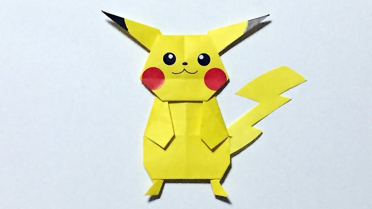 【折り紙】ポケモン「ピカチュウ」の全身の折り方【音声解説あり】子供が喜ぶポケモンのキャラクターの作り方