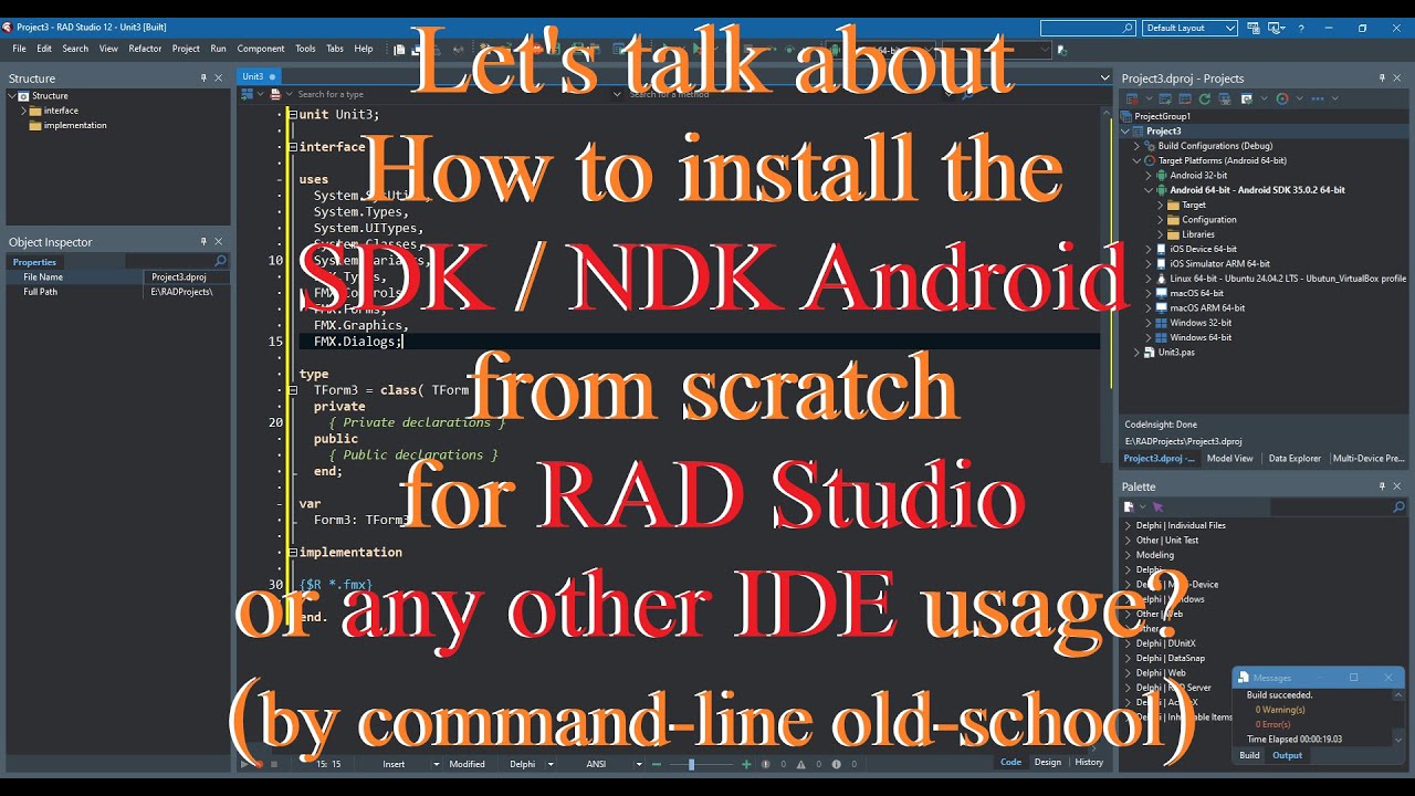 Delphi: How to install Android SDK / NDK from scratch by command-line (no UI interface)?