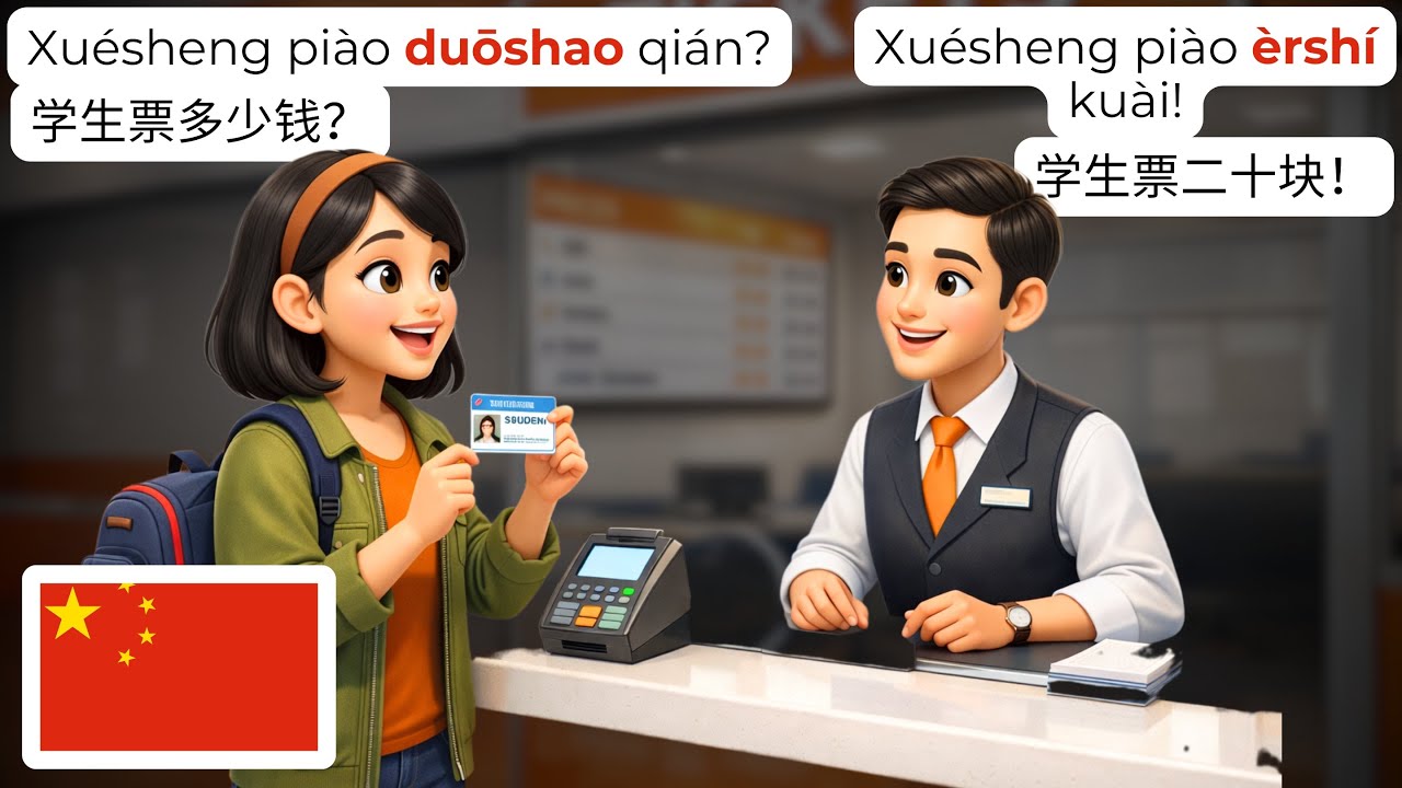 15 реальных китайских диалогов: сцена покупки билетов (HSK1-2) 🎫