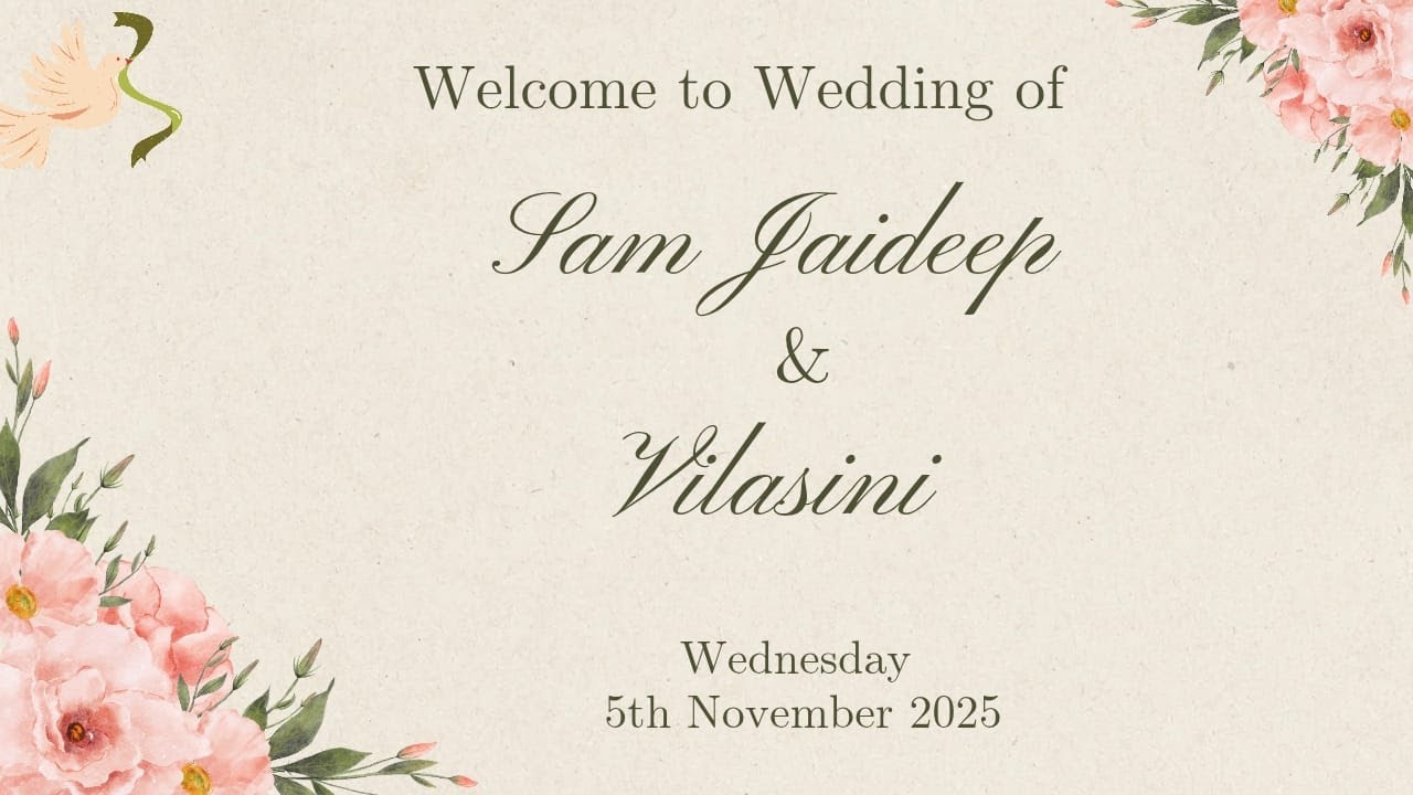 Sam Jaideep & Vilasini || Wedding Live Streaming || 5th November 2025