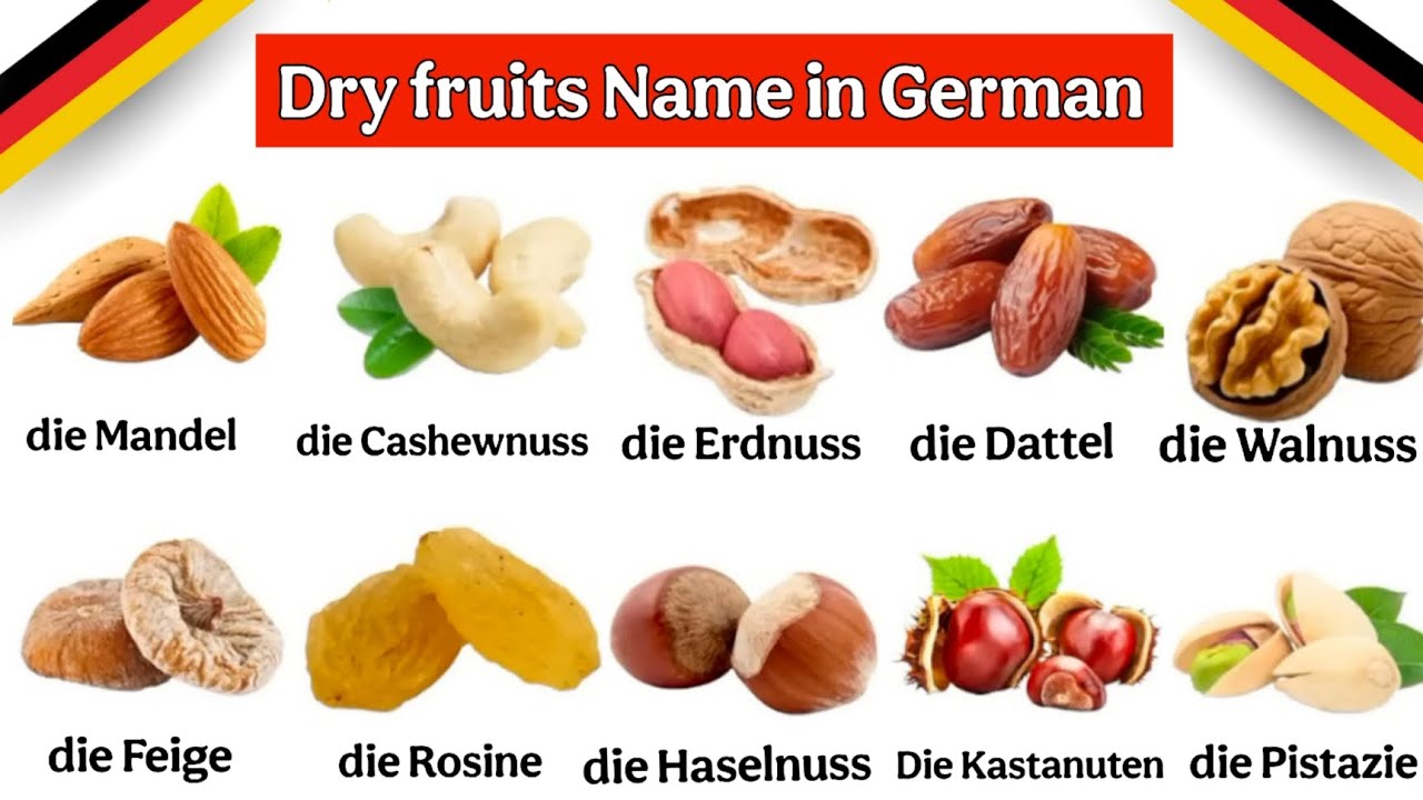 Dry fruit names in german | Food names in german | Learn names of foods in german | Learn German 