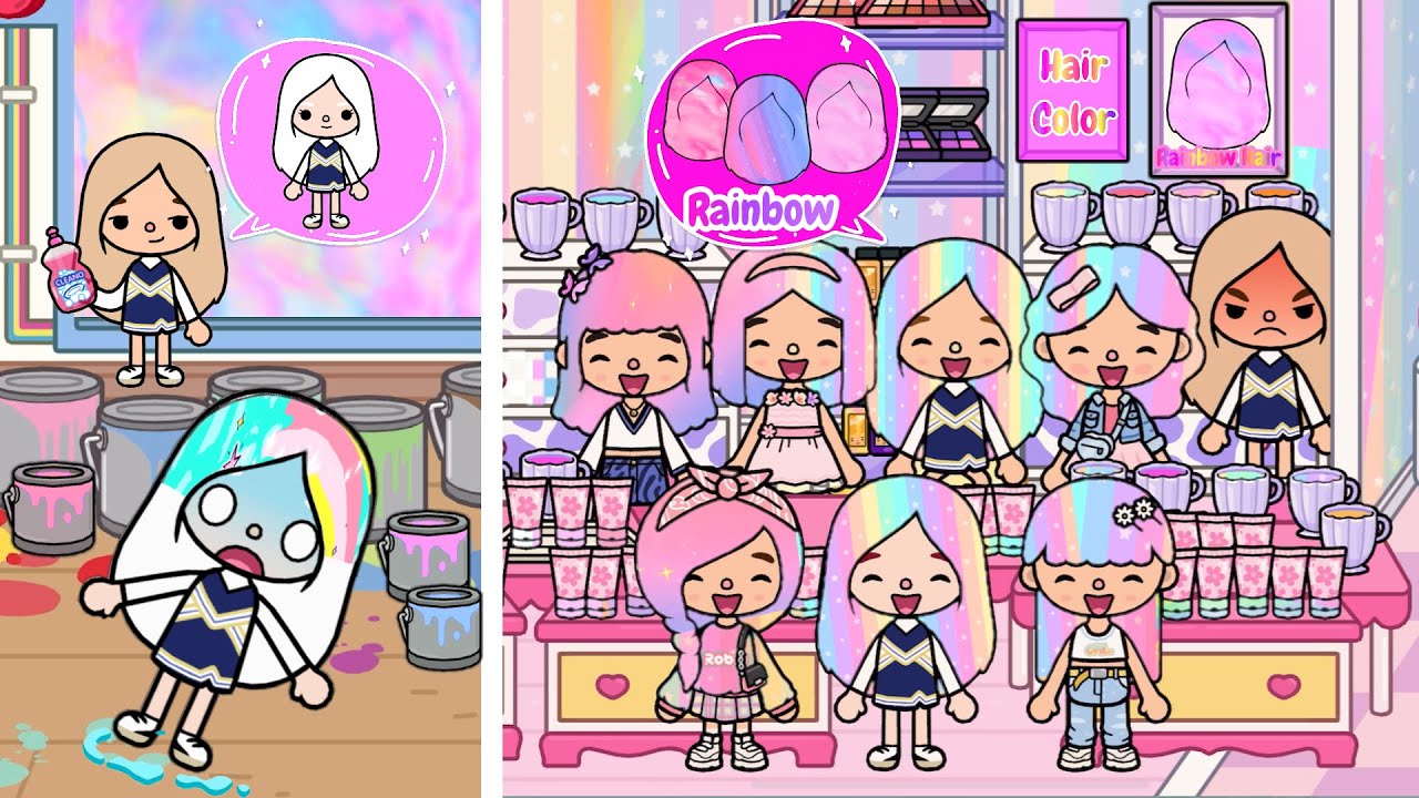 Albino Girl Colored Her Hair Rainbow By Mistake, Everybody Liked It! | Toca Life Story | Toca Boca