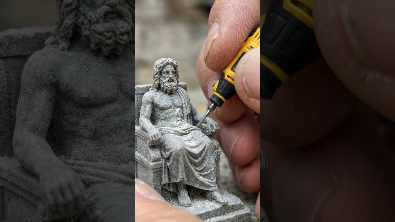 Statue of Zeus Mini Precision Carving with DEWALT Rotary Tool | God-Level #minitools #diy #dewalt