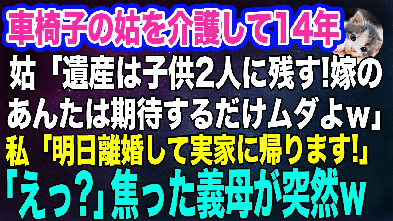車椅子の姑を介護して14年…姑「遺産は子供2人に残す！嫁のあんたは期待するだけムダよｗ」私「明日離婚して実家に帰ります！」「えっ？」→焦った義母が突然…ｗ【スカッとする話・年金シニア生活】