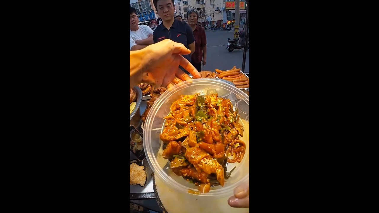 Cooking food live streaming. Cooking and selling braised meat salad on the street.  #cooking   #food