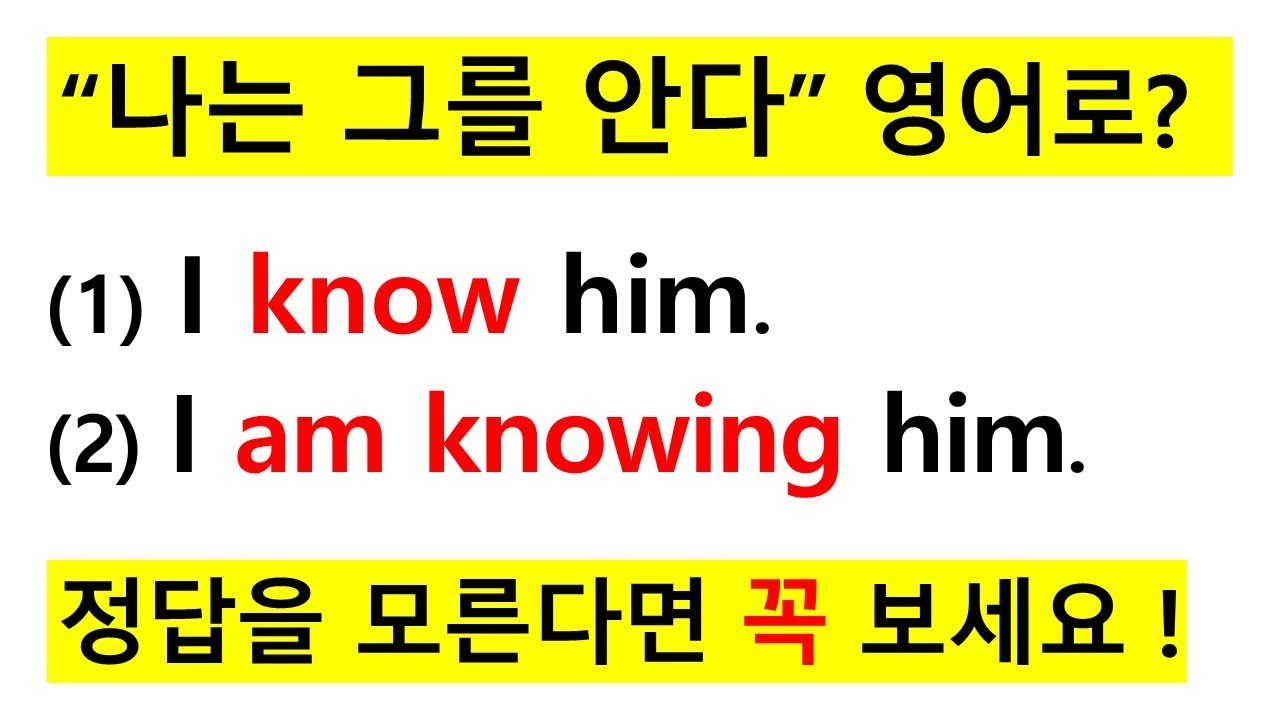 진행 시제 (2) [상태동사] [진행형 불가 동사들]