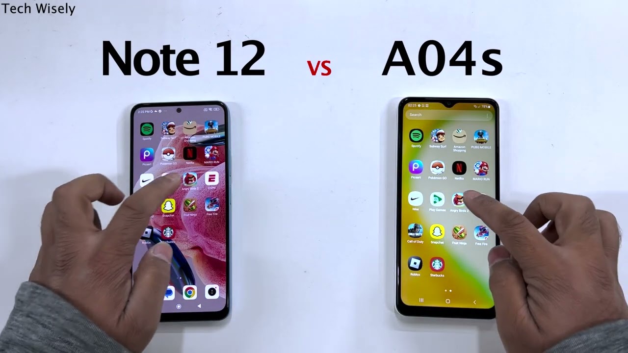 Xiaomi Redmi Note 12 vs SAMSUNG A04s - Speed Test