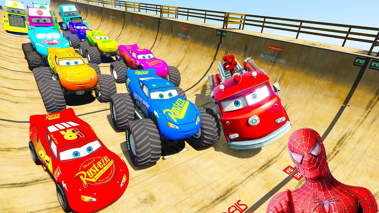 GTA V Superheroes Crazy Race Gameplay Challenge with Super Cars | GTA 5 Spiderman Car Stunt Race #22