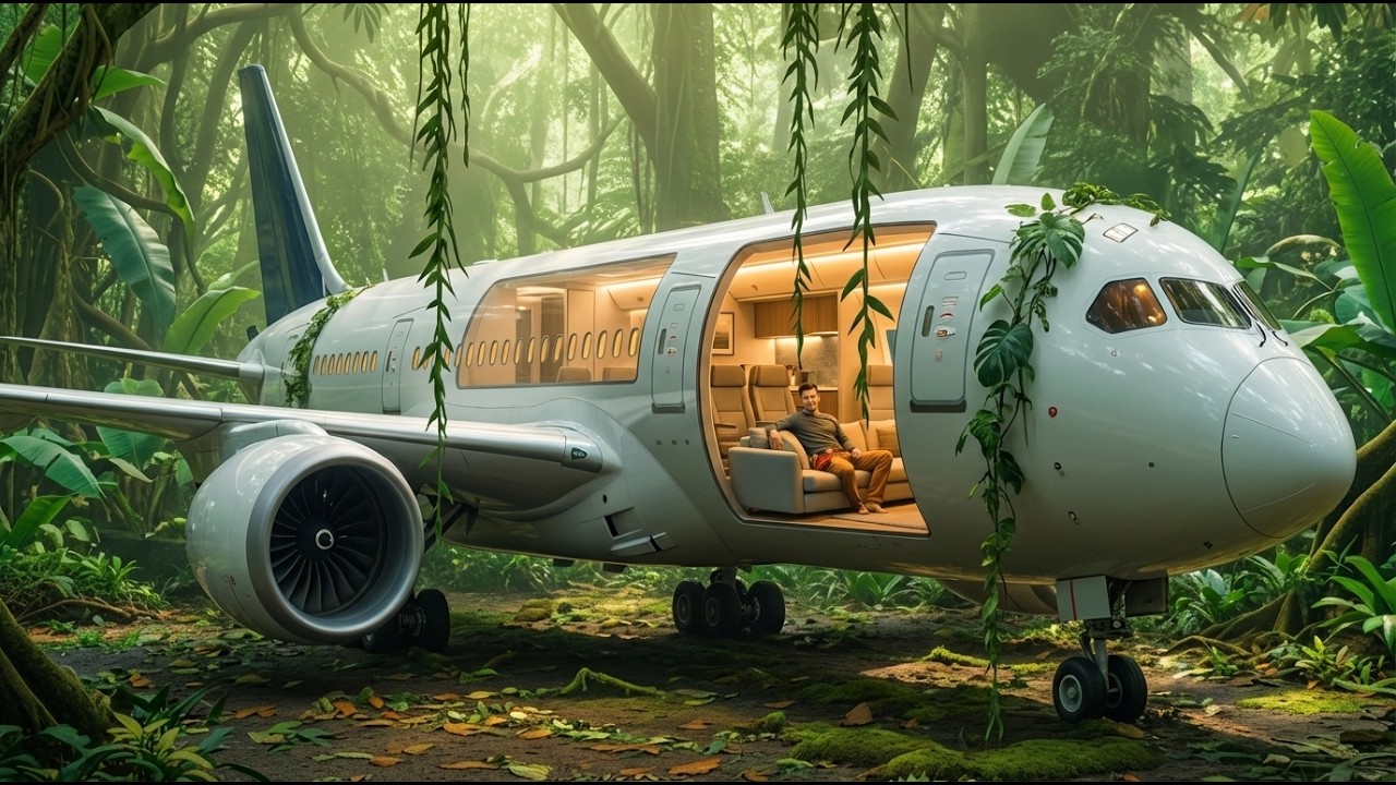 Couple Turns Abandoned Airplane Wreck Into a Modern Cliffside Home | Forest & Ocean ASMR Build