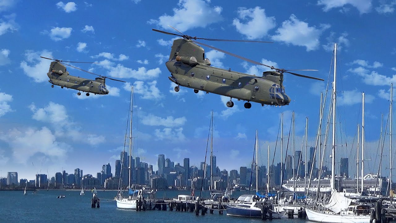 Chinook helicopters over Melbourne Australia