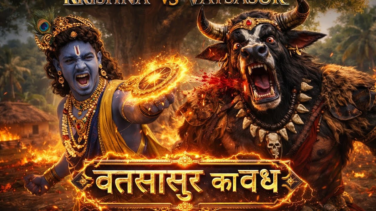 जब  कृष्णा  ने वतसासुर का वध किया ।  Krishna Vs Vatsasur #krishna #mythology #liveaction