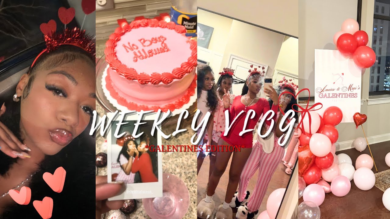 WEEKLY VLOG | GALENTINES PARTY, HAIR, MAKEUP, GAMES, DRINKS + MORE | thelifeofneirak