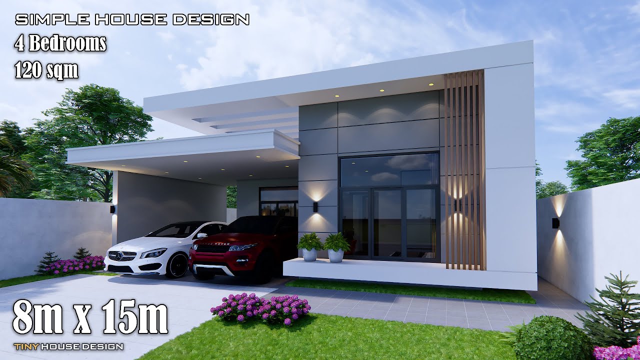 House Design | Simple House Design | 8m x 15m with 4 Bedrooms