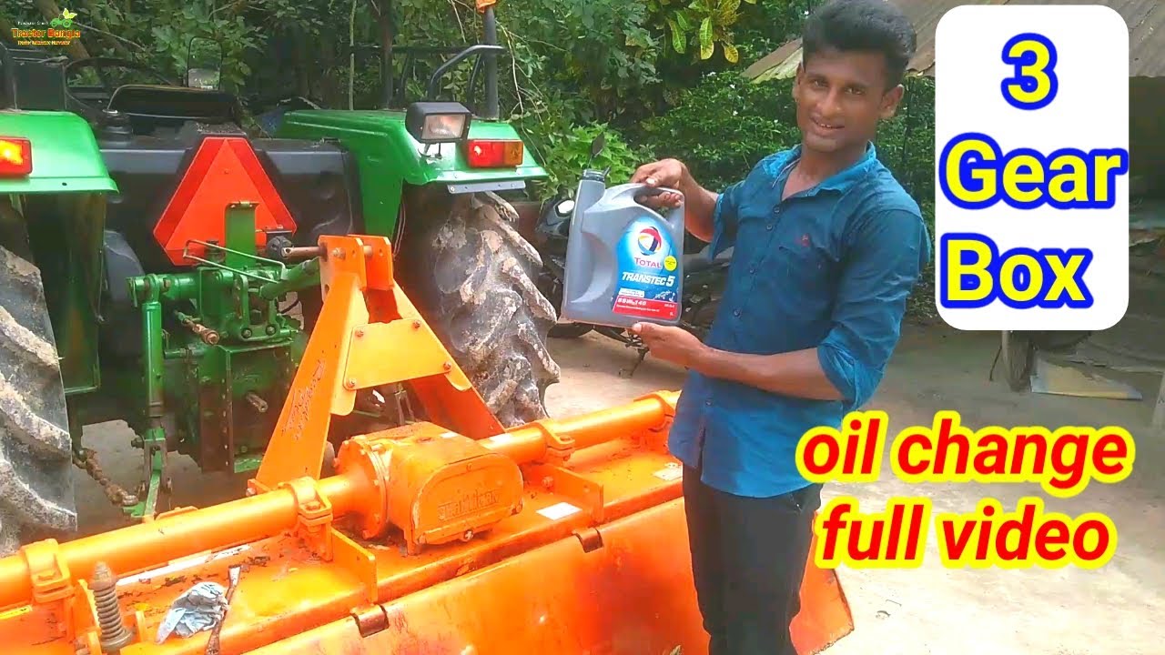 rotavator oil change process full, 3 Gear box, tractor video, rotavator video,
