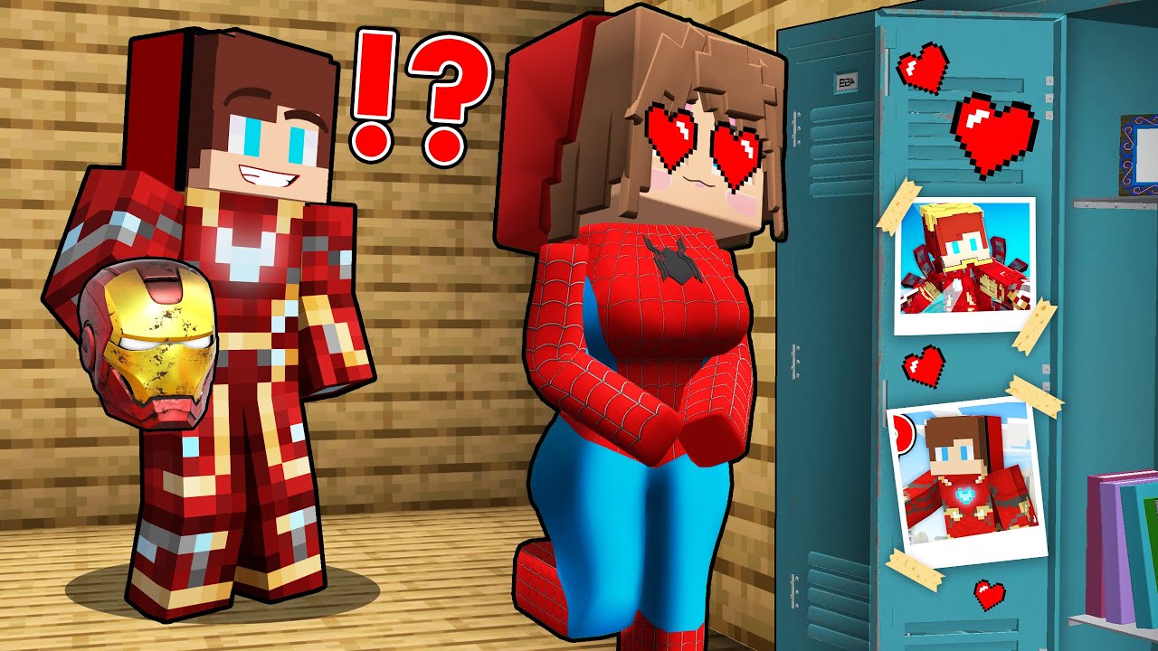 SPIDER GIRL fell in LOVE with JJ IRON MAN in Minecraft - Maizen