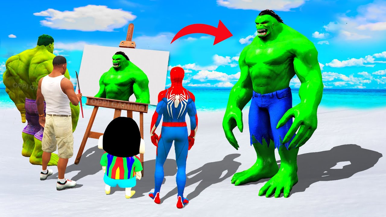 GTA 5 | GTA5 BUT WHATEVER POWERFUL MONSTER HULK SHINCHAN, FRANKLIN & HULK DRAWS COMES TO REAL LIFE