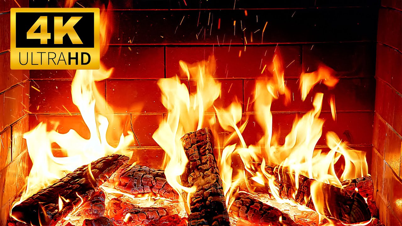 🔥Peaceful & Relaxing Fireplace 4K UHD & Crackling Fire Sounds🔥Cozy Fireplace with Warm Logs Burning